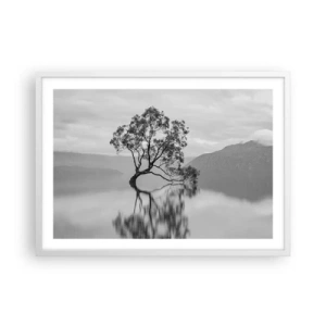 Plakat i hvid ramme - Der findes et land - 70x50 cm