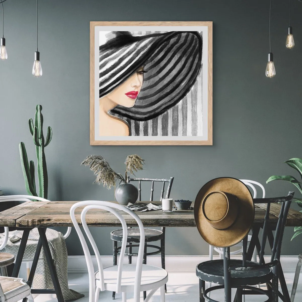 Plakat i ramme af lyst egetræ - Hvor kan jeg finde dig? - 30x30 cm