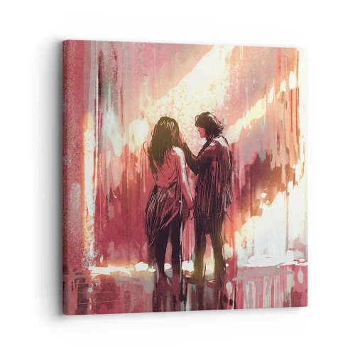 Lærredstryk - Billede på lærred - Kærlighedens evige skuespil - 30x30 cm