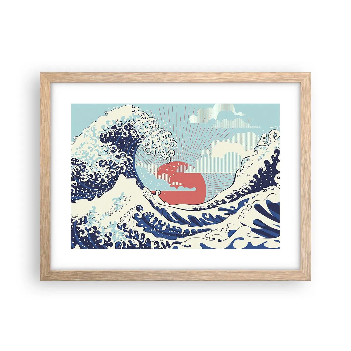 Plakat i ramme af lyst egetræ - Fra japanske inspirationer - 40x30 cm