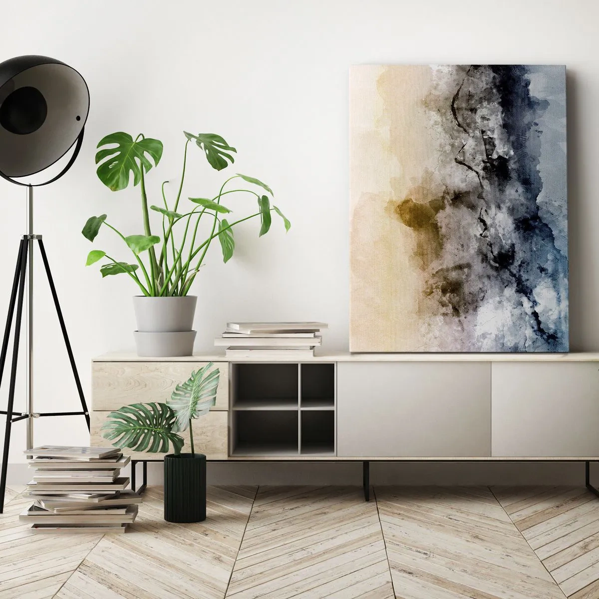 Lærredstryk - Billede på lærred - Sænket i en tågesvirvel - 65x120 cm