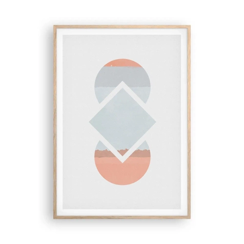 Plakat i ramme af lyst egetræ - Situationen er klar - 70x100 cm