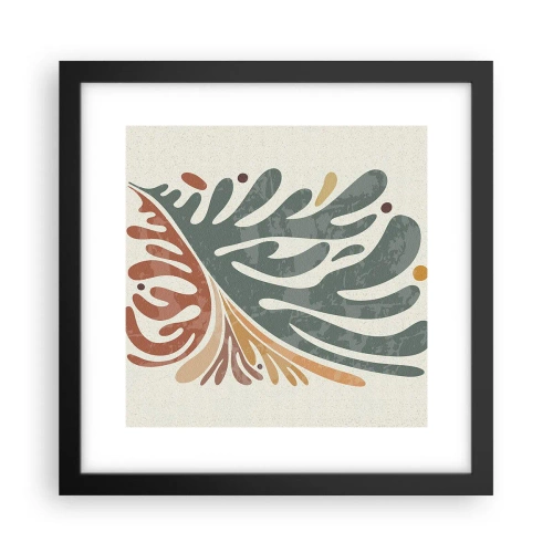 Plakat i sort ramme - Flerfarvet blad - 30x30 cm
