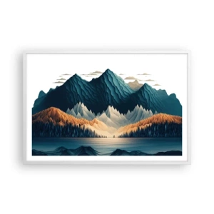 Plakat i hvid ramme - Perfekt bjerglandskab - 91x61 cm