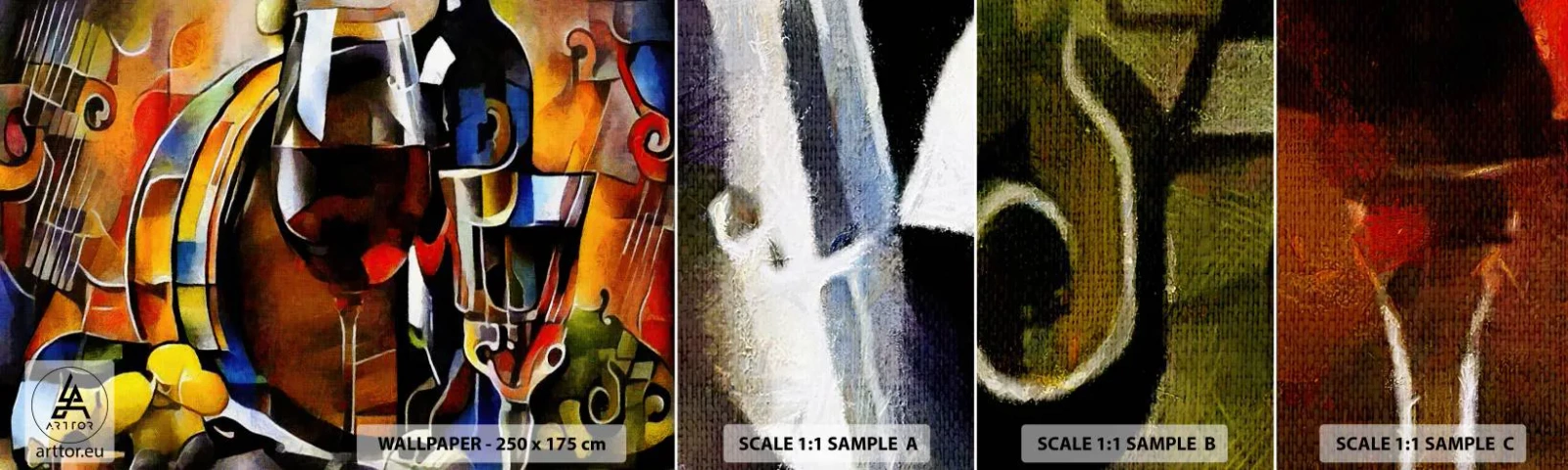 Fototapet Prøve Standard Eco - Og verden bliver mere farverig - Abstraktion, Kubisme, Stykke - 100x30 cm