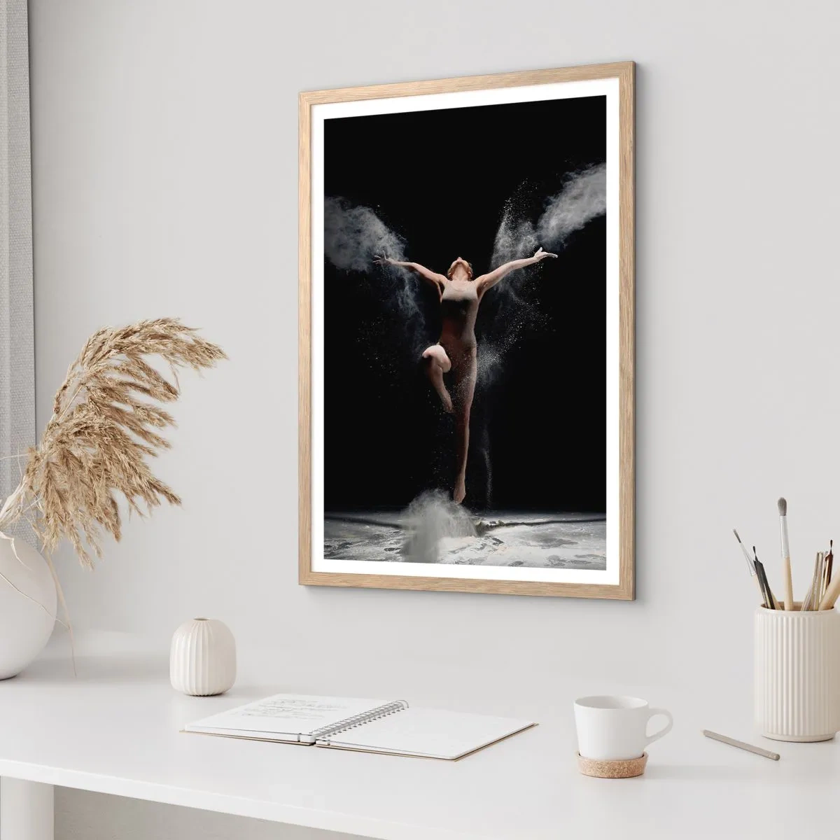 Plakat i ramme af lyst egetræ - Elfer findes - 40x50 cm