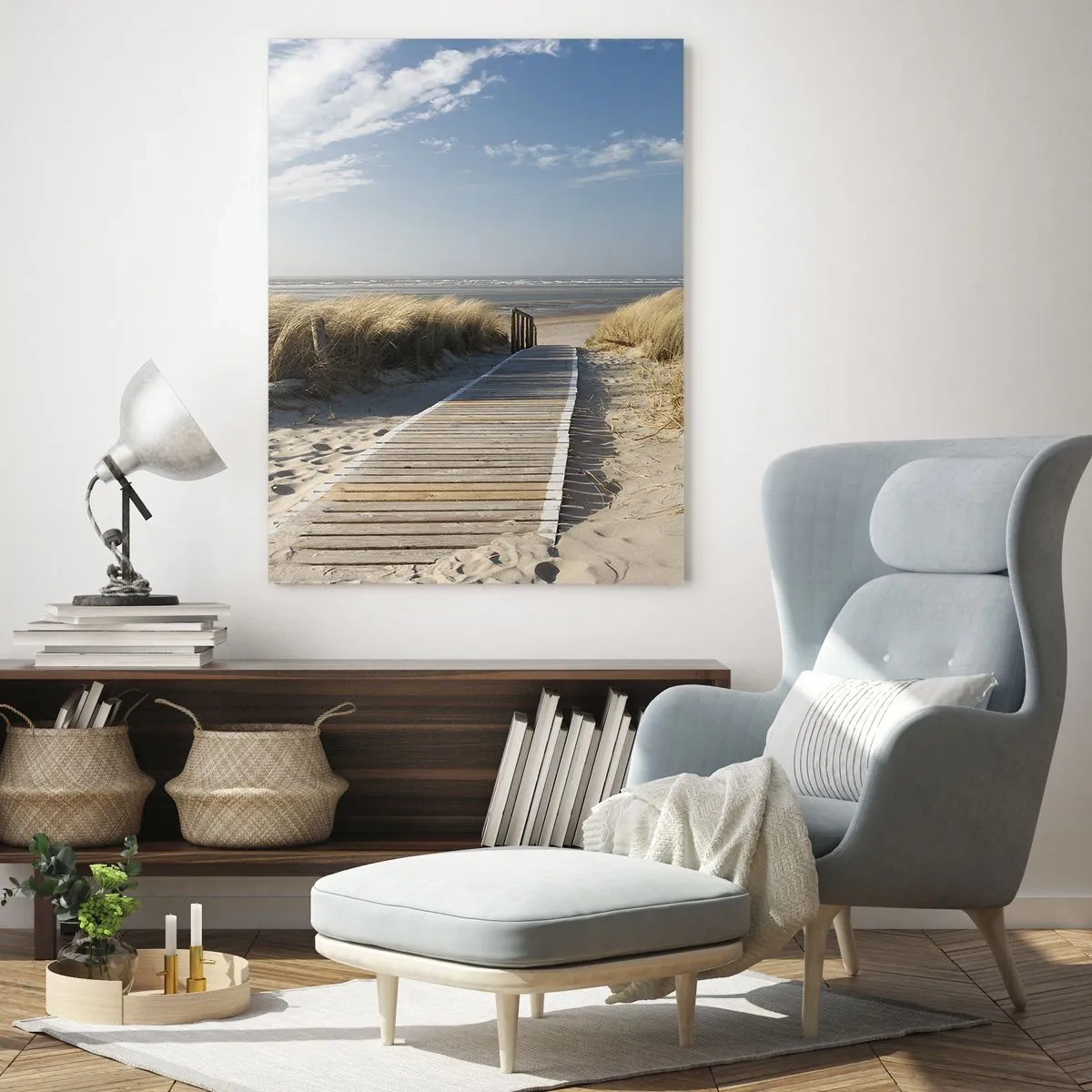 Billede på glas - Bag klitten, i græssets summen - 70x100 cm
