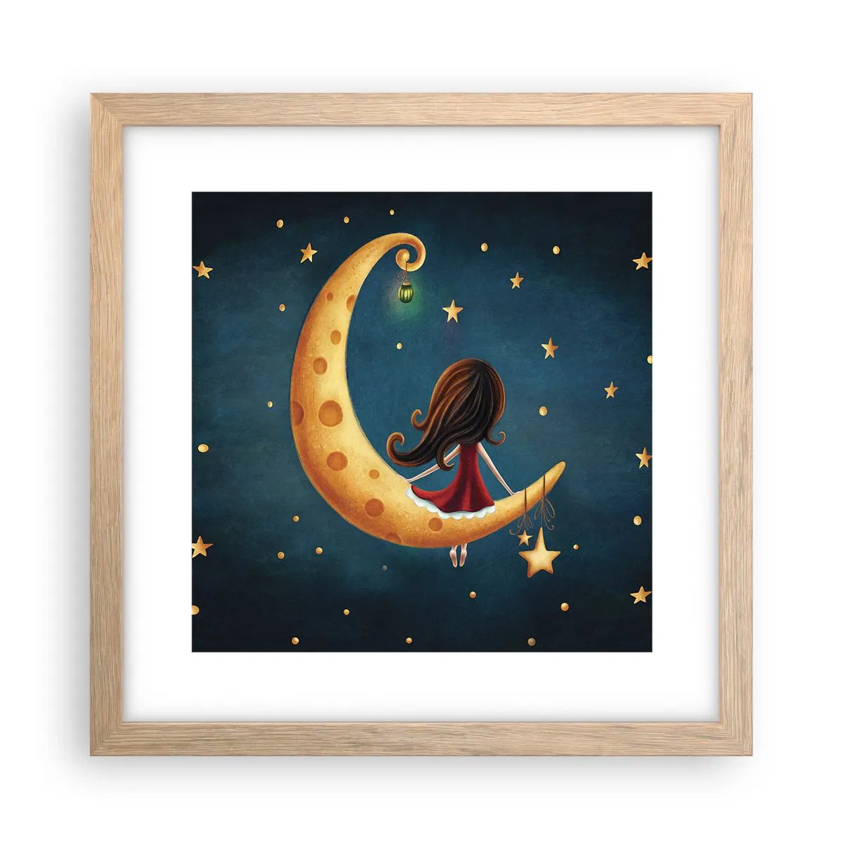 Plakat i ramme af lyst egetræ - Der var engang... - 30x30 cm