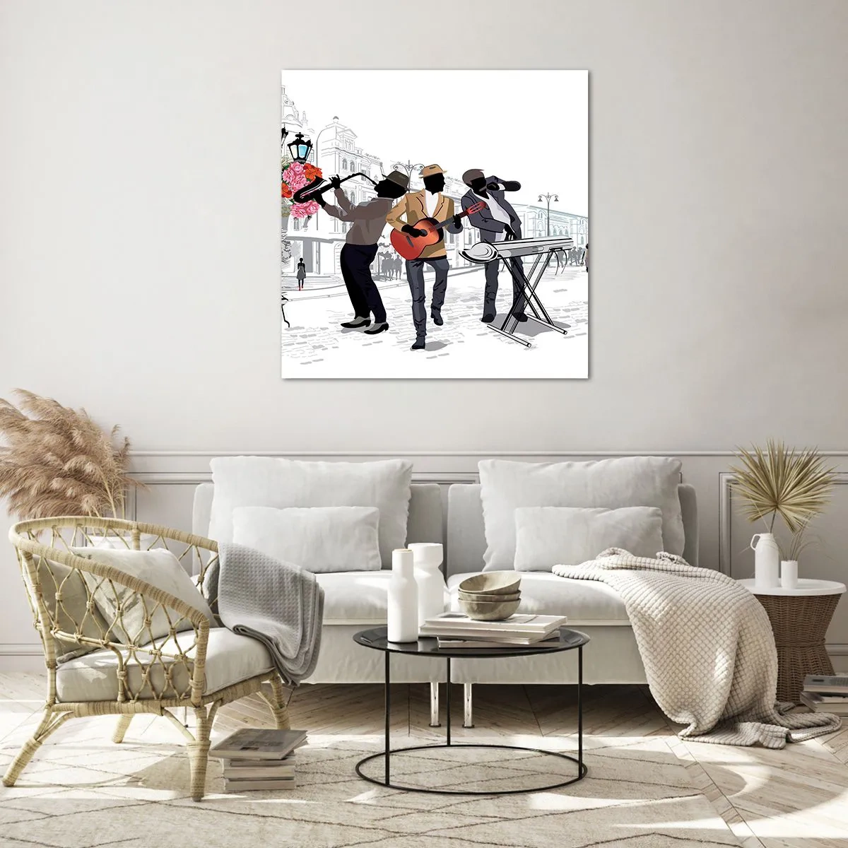 Billede på glas - Gademusik - 60x60 cm