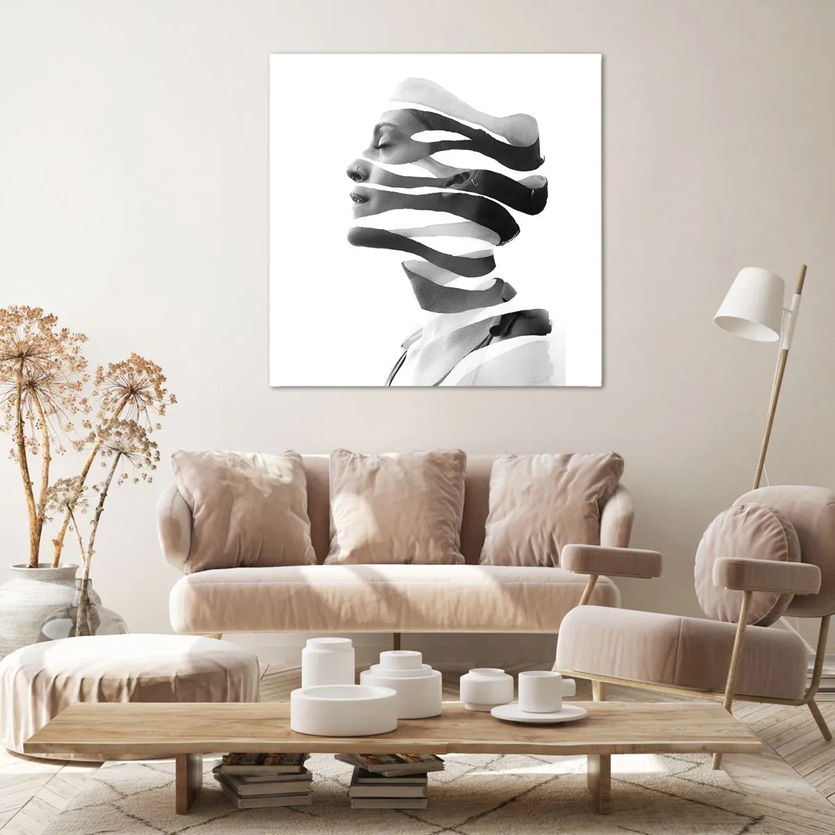 Lærredstryk - Billede på lærred - Et surrealistisk portræt - 40x40 cm