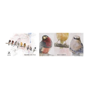 Prøve Fototapet Premium Canvas - Møde med vinger - Fugle, Natur, Grafik - 100x30 cm