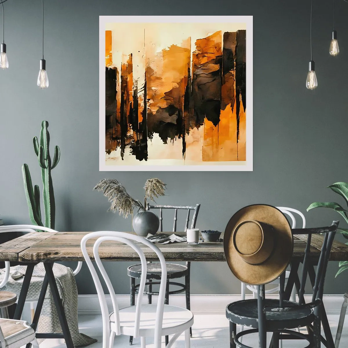 Plakat - Harmoni af sort og guld - 60x60 cm