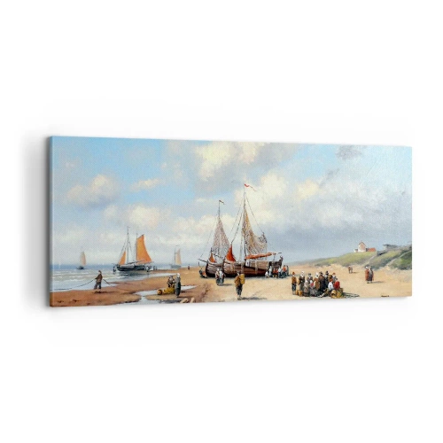 Lærredstryk - Billede på lærred - Efter en vellykket fangst - 100x40 cm
