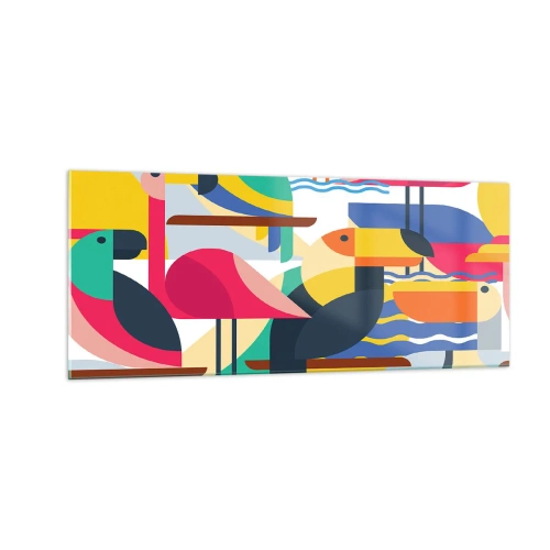 Billede på glas - Fuglefest - 100x40 cm