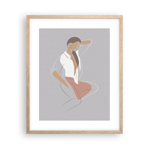 Plakat i ramme af lyst egetræ - Omrids af nåde - 40x50 cm