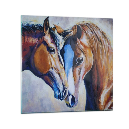 Billede på glas - Er det venskab, er det kærlighed? - 40x40 cm