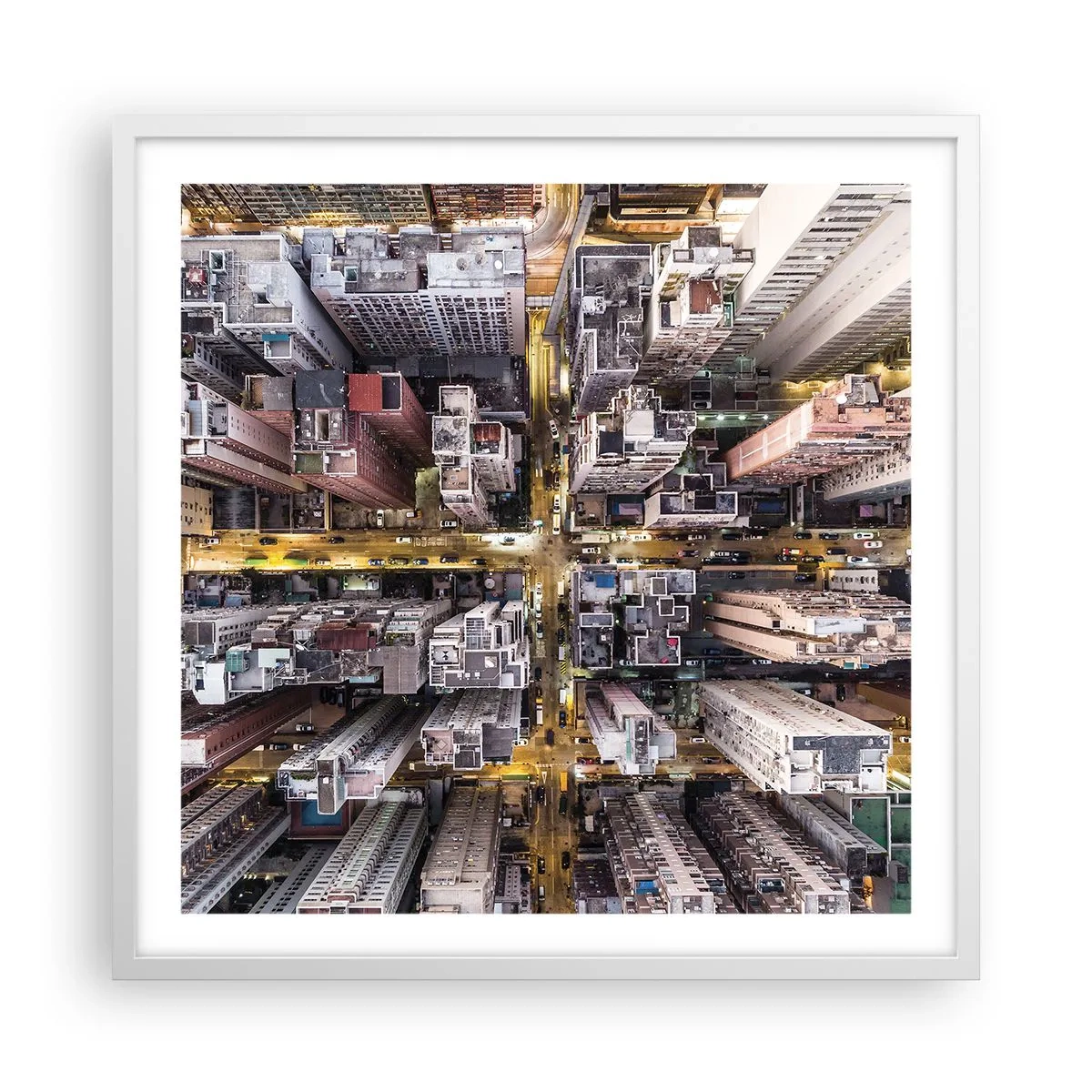 Plakat i hvid ramme - Hilsner fra Hong Kong - 60x60 cm