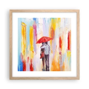 Plakat i ramme af lyst egetræ - Lad det regne  mere - 40x40 cm