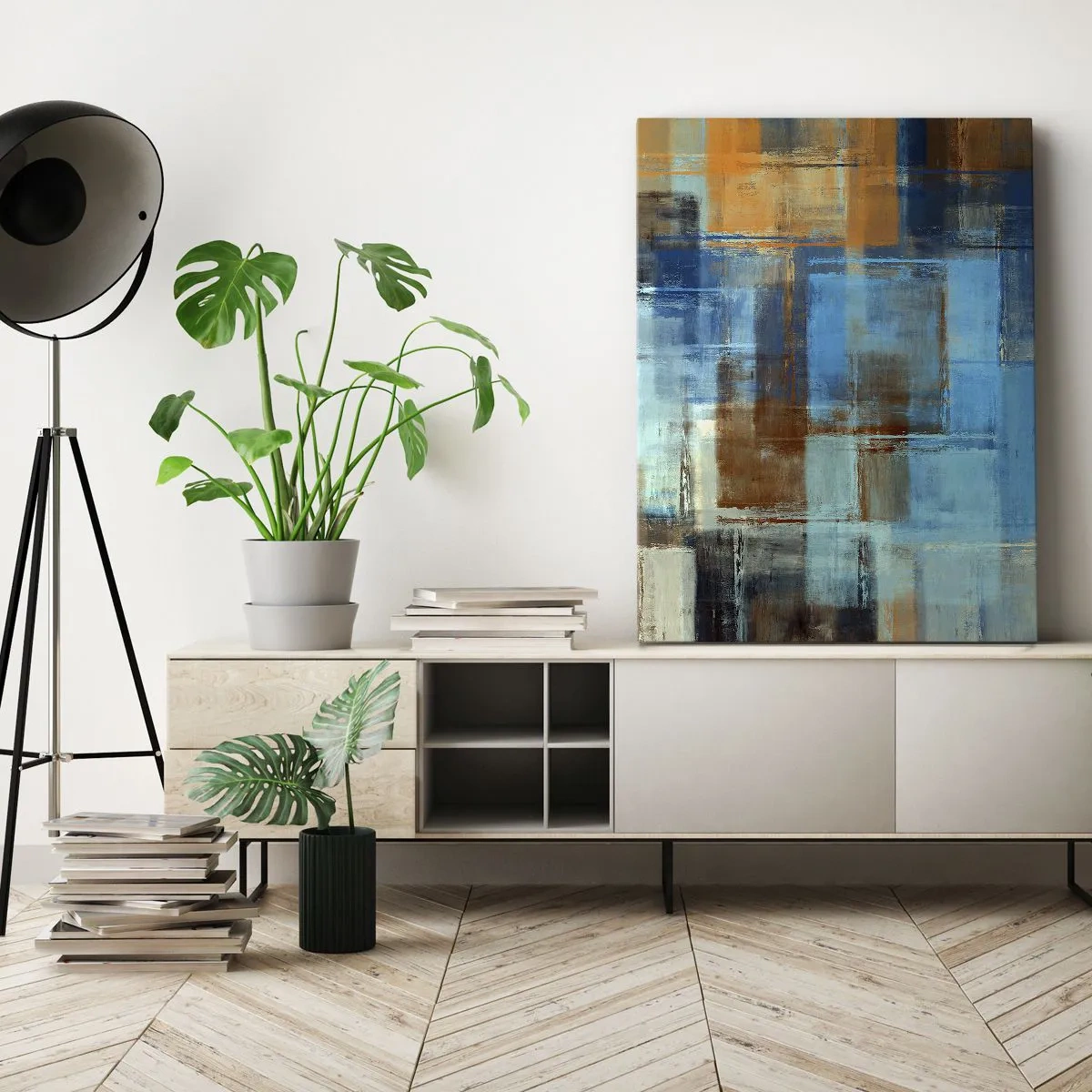Lærredstryk - Billede på lærred - Gennem det blå slør - 45x80 cm