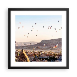 Plakat i sort ramme - Som skibe på himlen - 40x40 cm