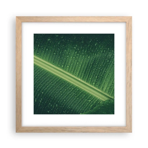 Plakat i ramme af lyst egetræ - Grøn struktur - 30x30 cm