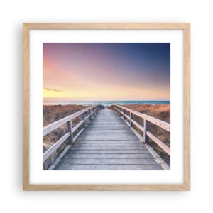 Plakat i ramme af lyst egetræ - Baltisk aften aura - 40x40 cm