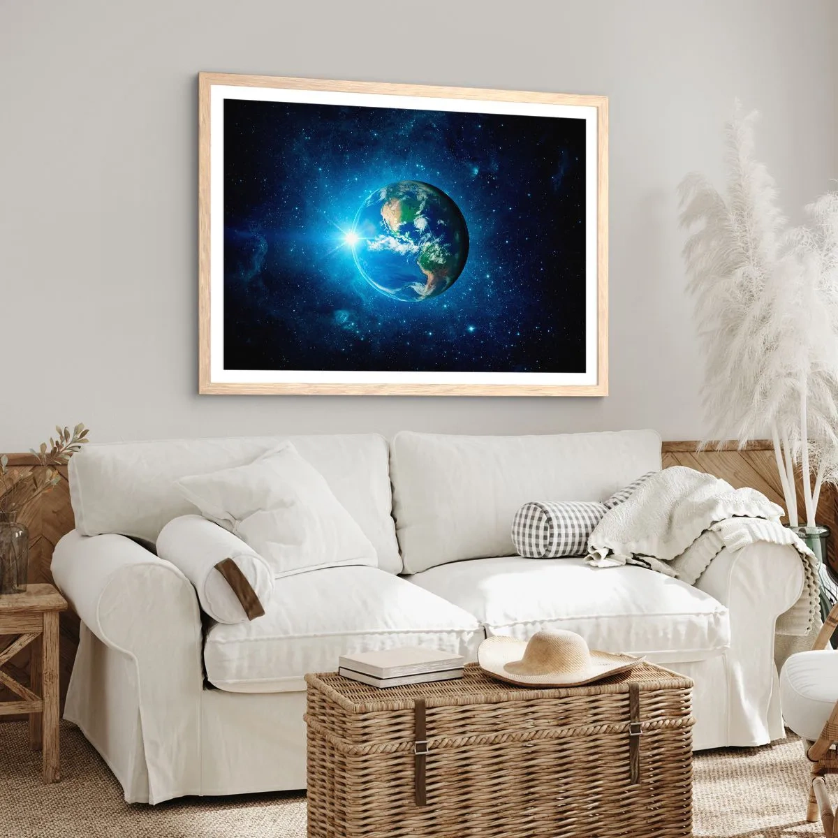Plakat i ramme af lyst egetræ - Vi er i himlen - 91x61 cm