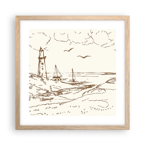 Plakat i ramme af lyst egetræ - Oversigt over sommerminder - 40x40 cm