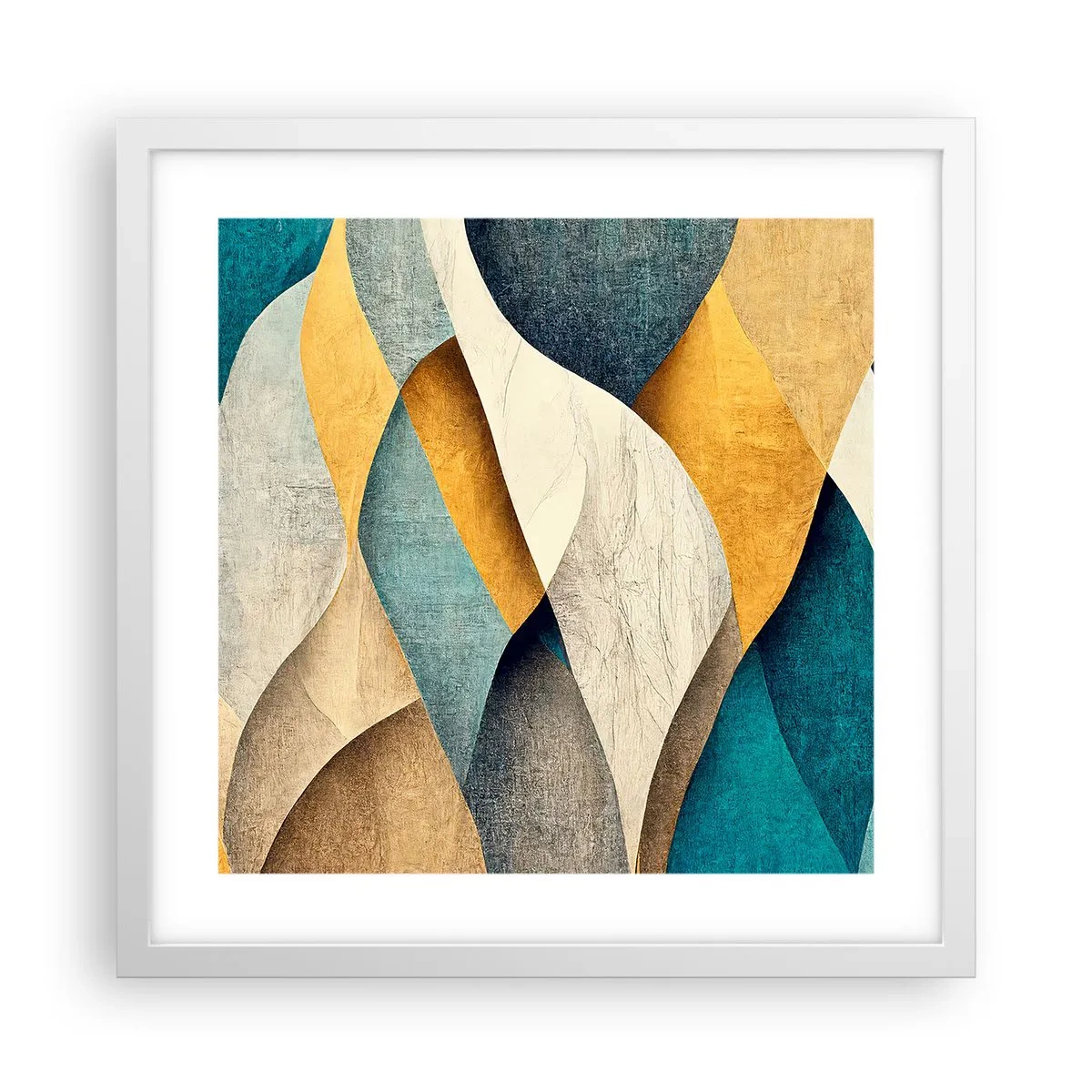 Plakat i hvid ramme - Rytme og bølger - 40x40 cm