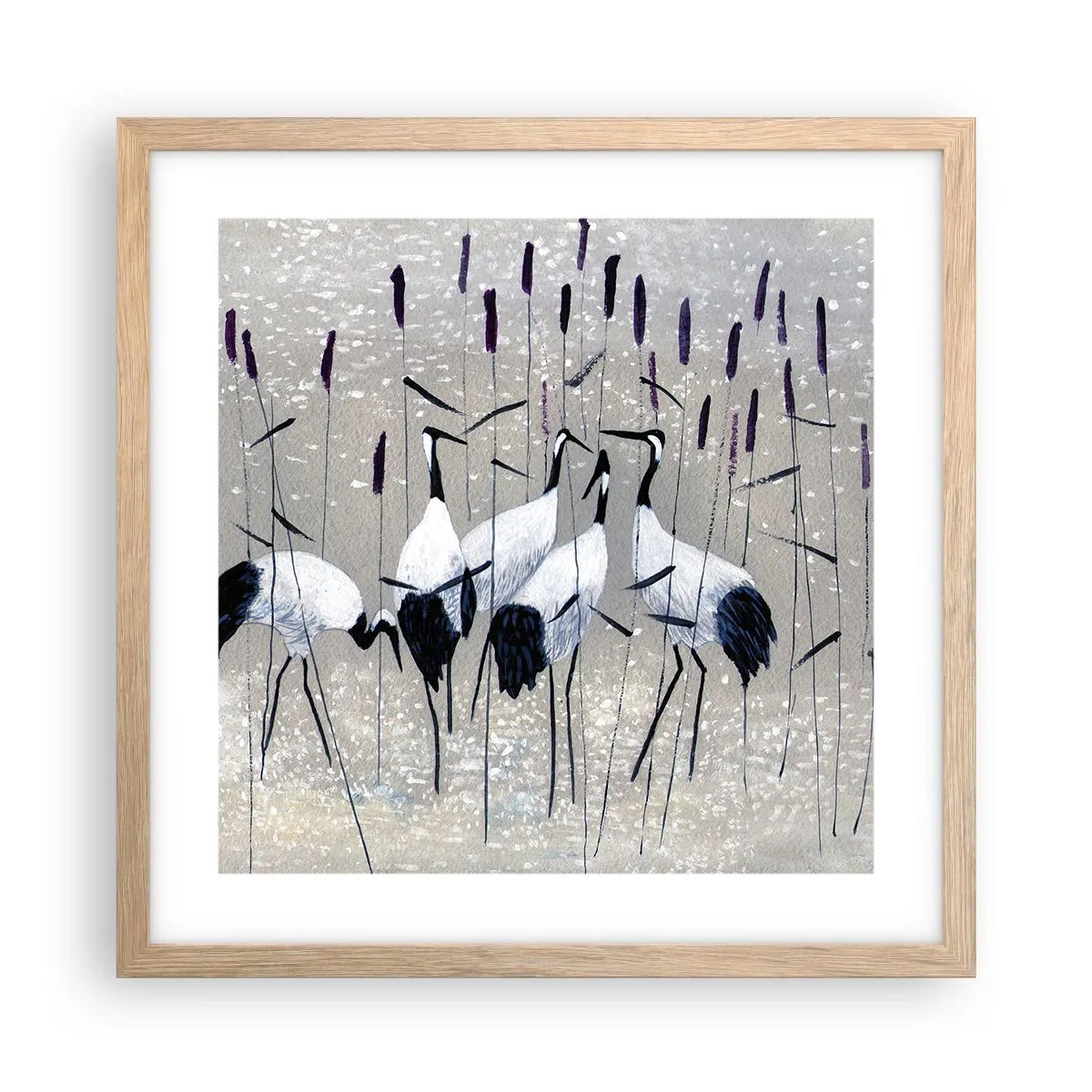 Plakat i ramme af lyst egetræ - Blandt sine egne - 40x40 cm