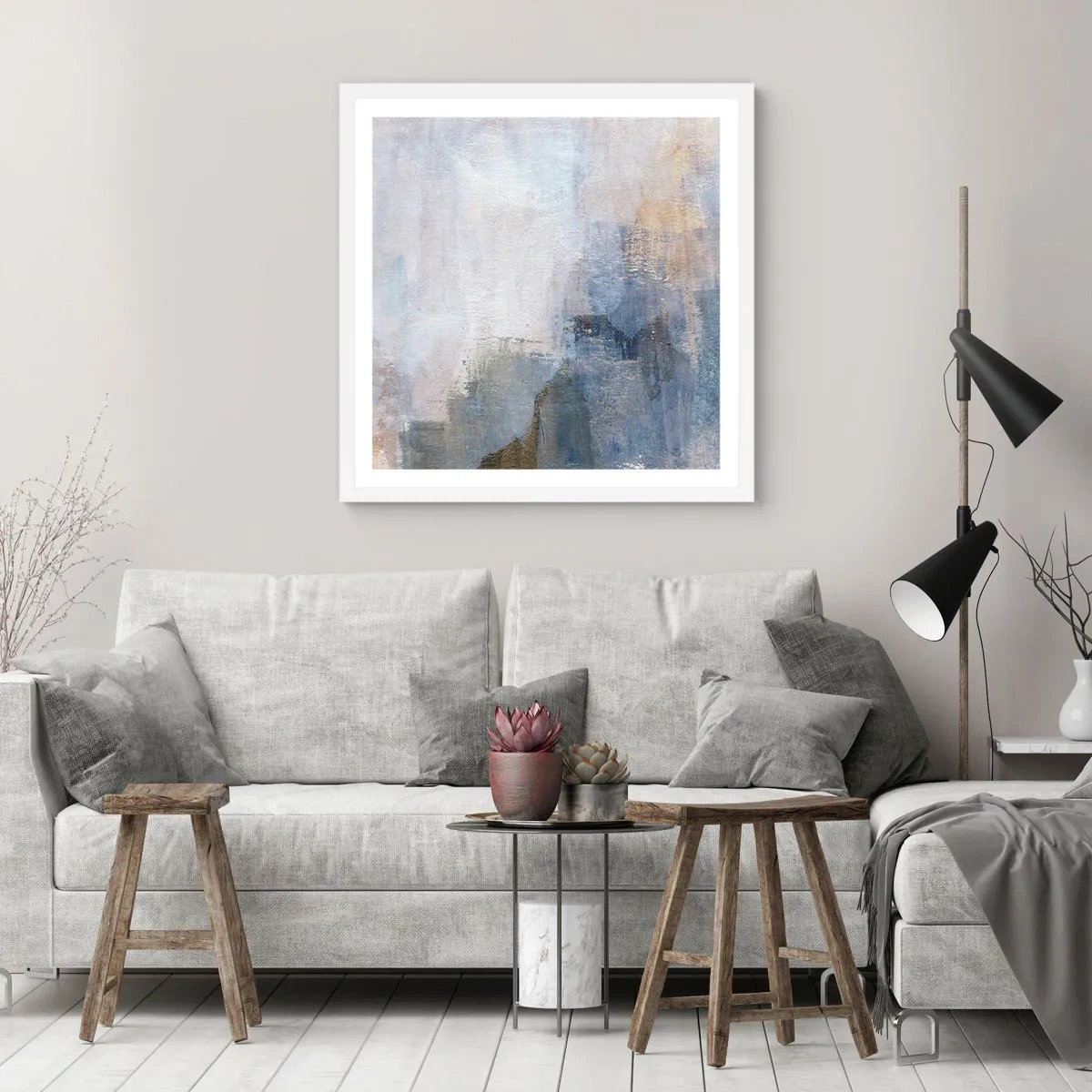Plakat i hvid ramme - Farvetoner og akkorder - 50x50 cm