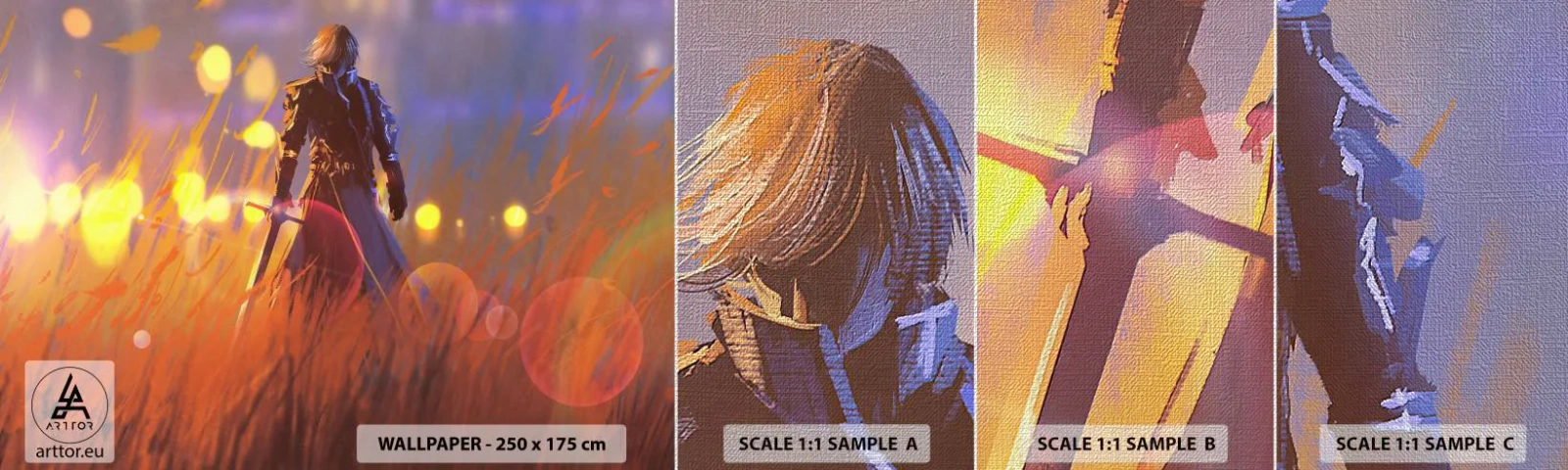 Prøve Fototapet Premium Canvas - Herreløs ridder - Abstraktion, Fantasi, Kriger - 100x30 cm