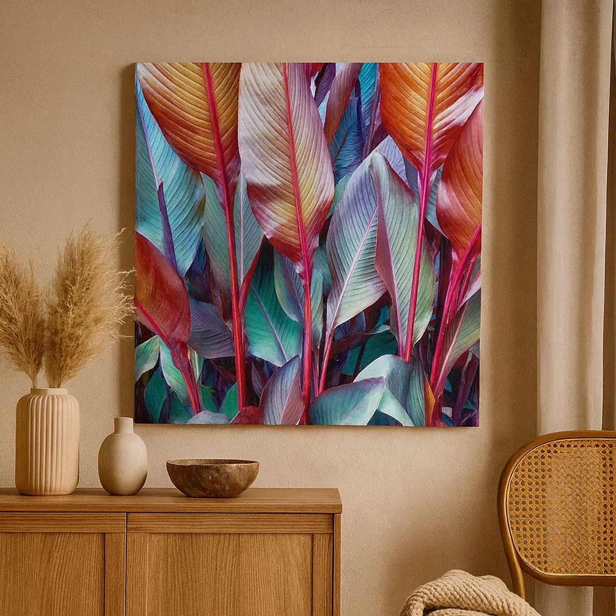 Lærredstryk - Billede på lærred - Farverigt krat - 30x30 cm