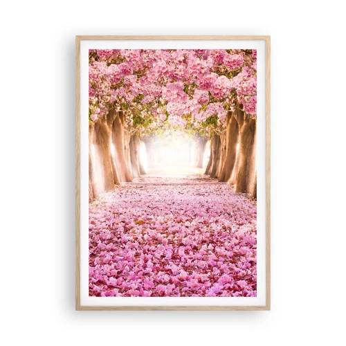 Plakat i ramme af lyst egetræ - Vejen til paradis - 70x100 cm