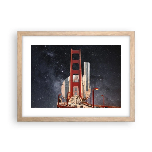 Plakat i ramme af lyst egetræ - Altid i centrum - 40x30 cm