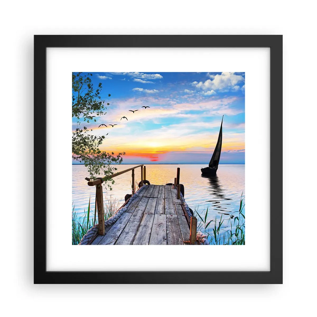 Plakat i sort ramme - Godaften - 30x30 cm