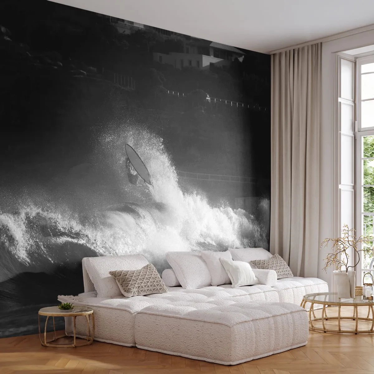 Fototapet Standard Eco - Udfordring accepteret! - Surfing, Bølge, Vandsport - 500x350 cm