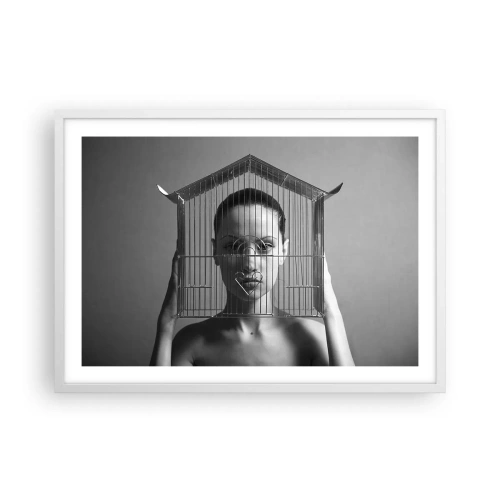 Plakat i hvid ramme - Et lidt surrealistisk portræt - 70x50 cm