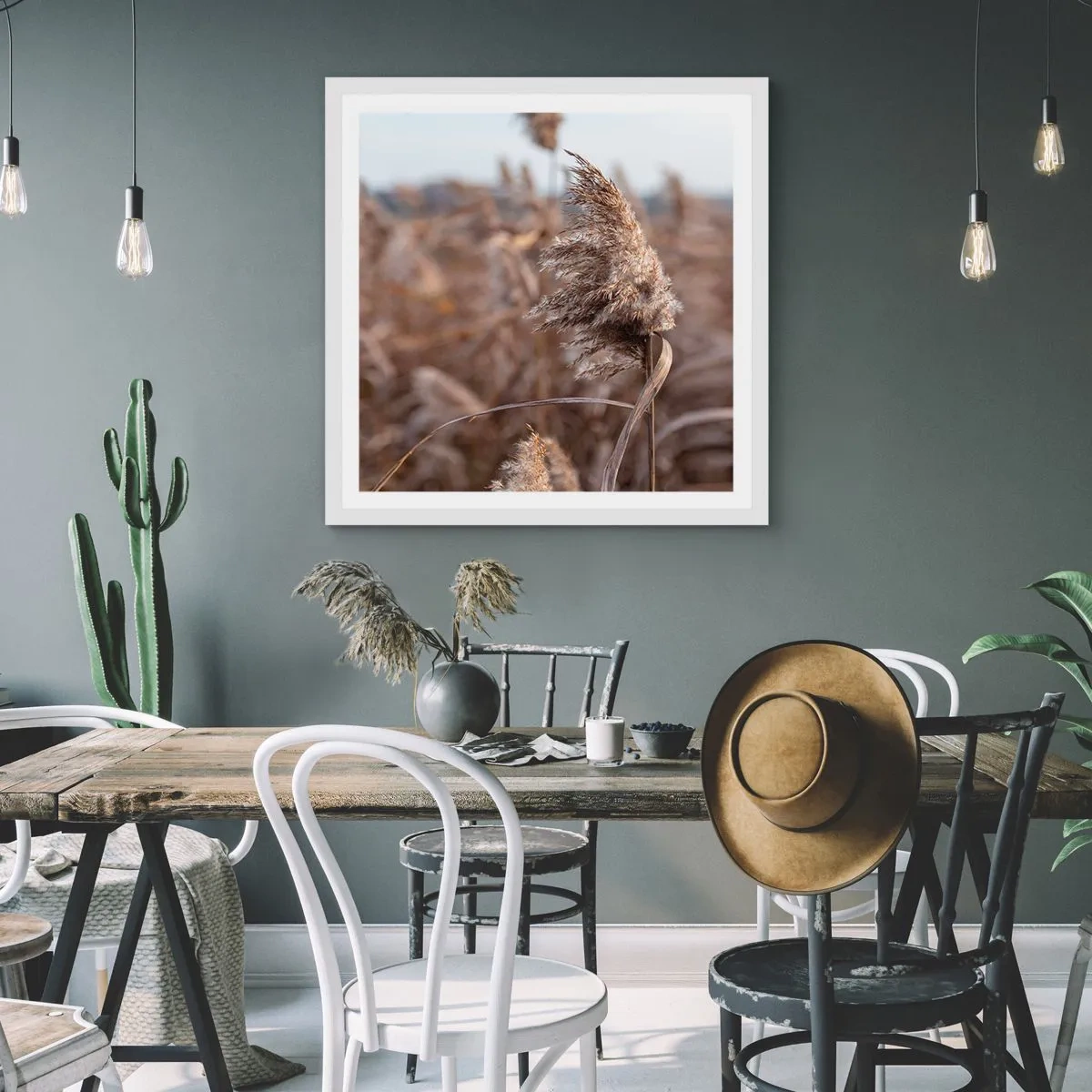 Plakat i hvid ramme - Tid til at flyve væk med vinden - 40x40 cm