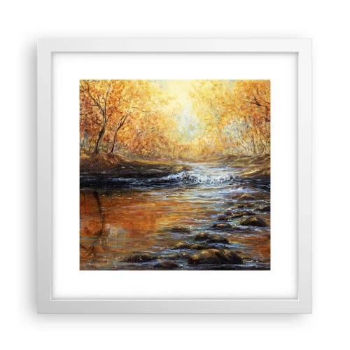 Plakat i hvid ramme - Gylden strøm - 30x30 cm