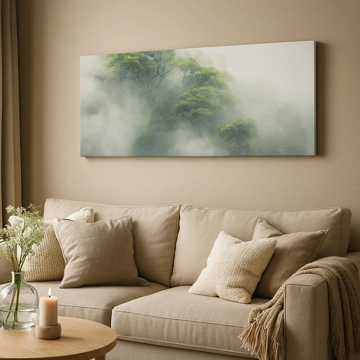 Lærredstryk - Billede på lærred - Pakket ind i tåge - 30x30 cm