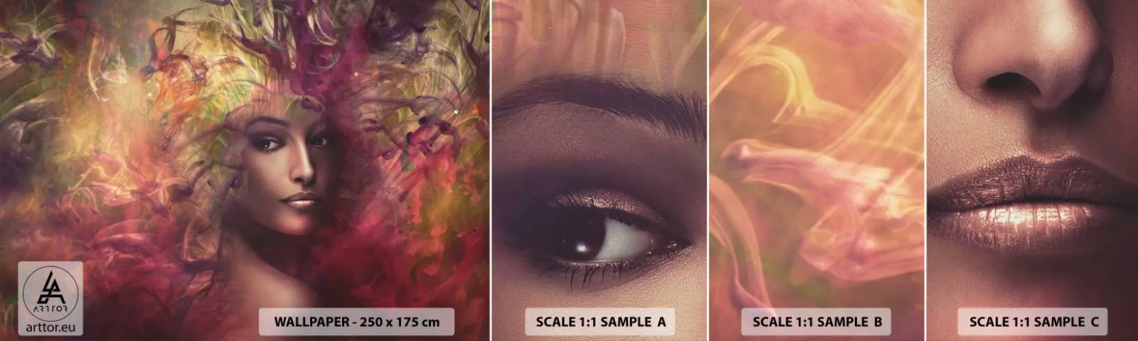 Fototapet Prøve Standard Eco - Her er jeg! - Kvinde, Kvindens ansigt, Legeme - 100x30 cm