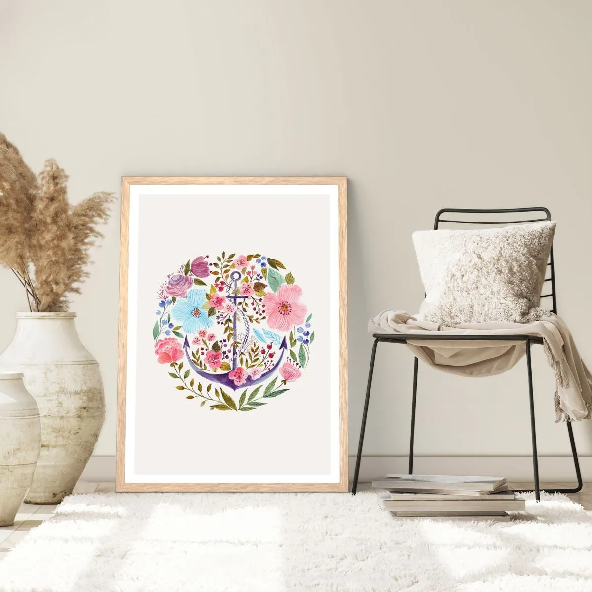 Plakat i ramme af lyst egetræ - En sømands gode nattesøvn - 70x100 cm