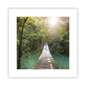 Plakat - Over det azurblå vand til den azurblå skov - 30x30 cm