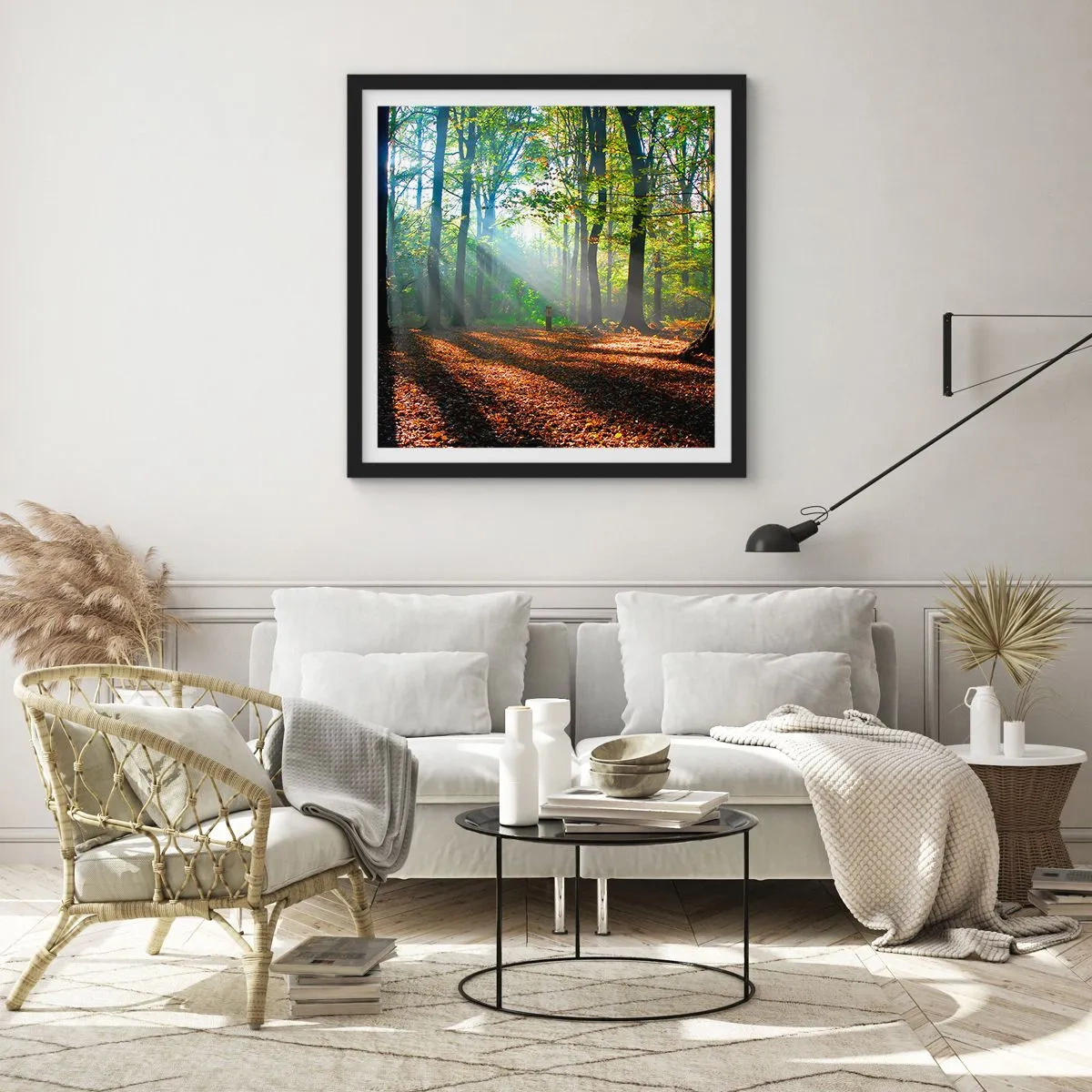 Plakat i sort ramme - Lys og skygger - 40x40 cm