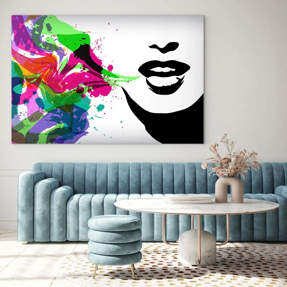 Billede på glas - En historie i alle regnbuens farver - 100x70 cm