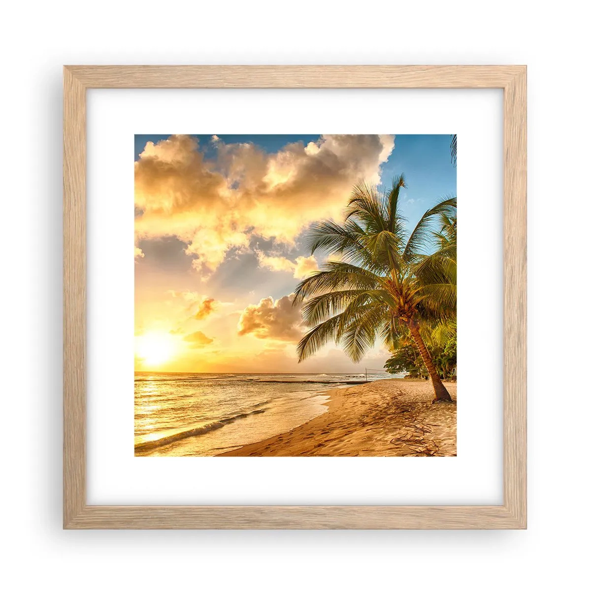 Plakat i ramme af lyst egetræ - Evig sommer, altid en ferie - 30x30 cm