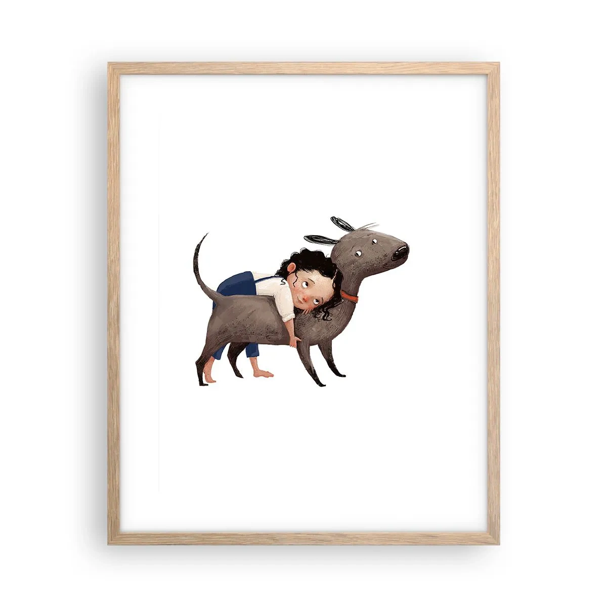 Plakat i ramme af lyst egetræ - Bedste venner - 40x50 cm