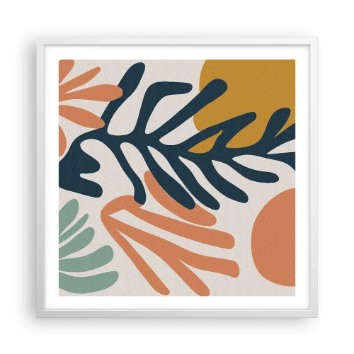 Plakat i hvid ramme - Koralhav - 60x60 cm