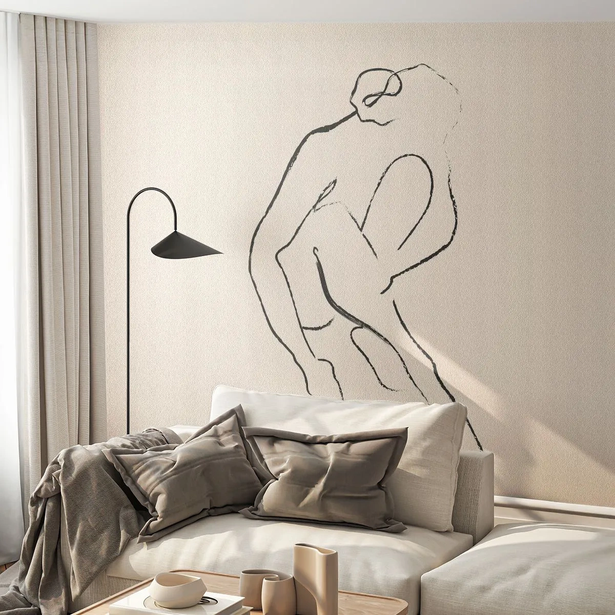 Fototapet Premium Canvas - Intim skitse - Minimalisme, Handling, Kvinde - 500x350 cm